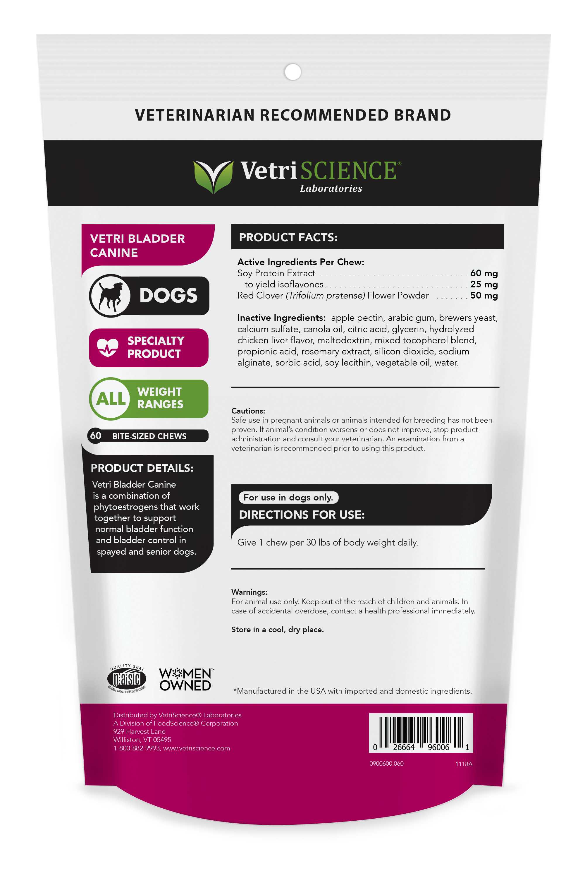 Vetri Bladder Canine - Product Details - Supp. for dog leaking urine